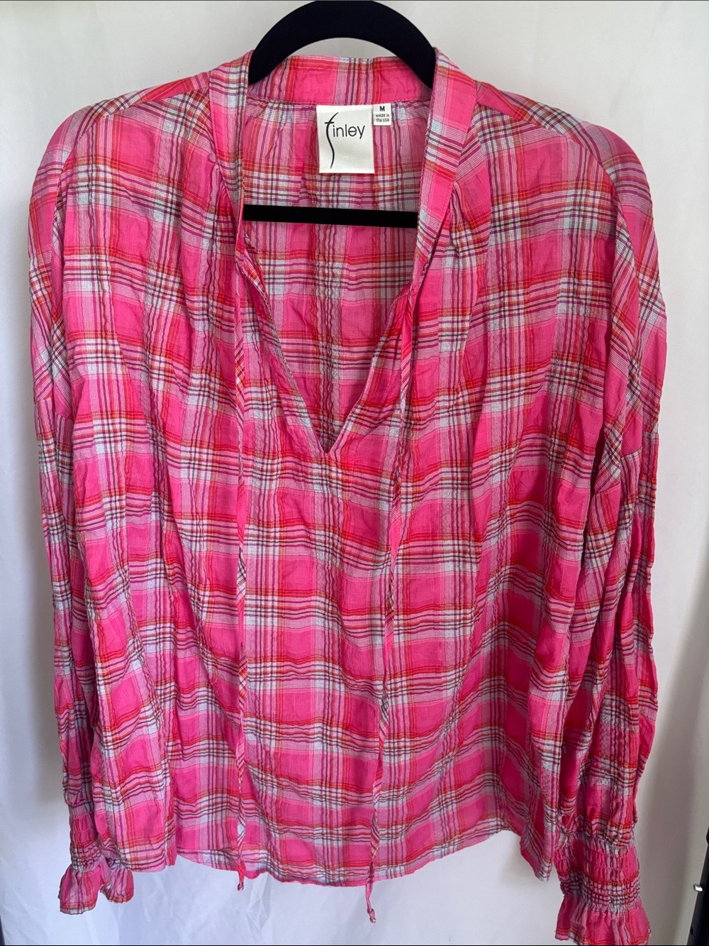 Finley Hot Pink Plaid V-Neck Tunic Top